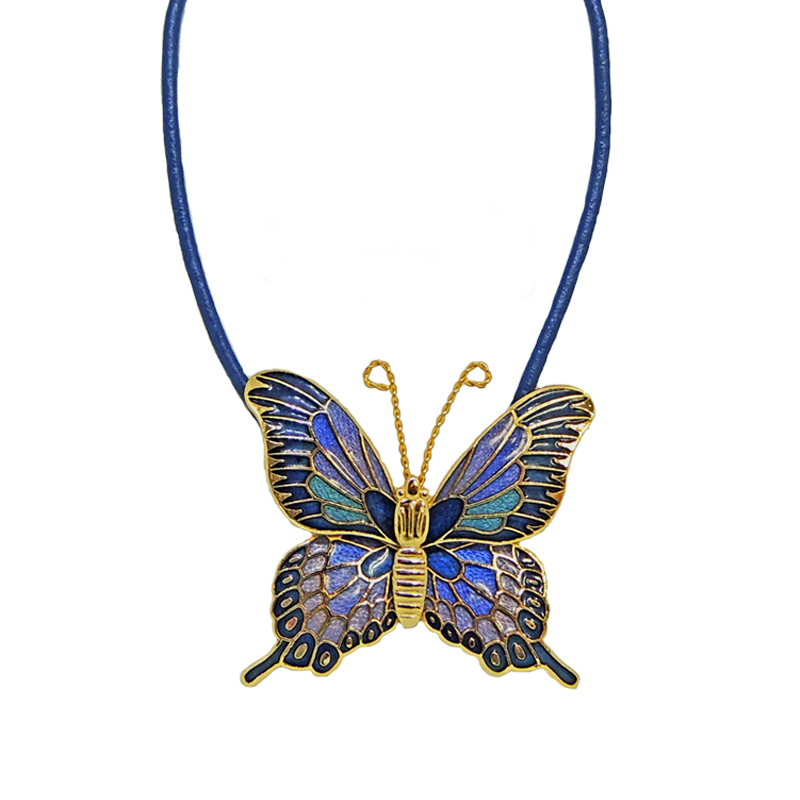 Cloisonne Butterfly Enamel Necklace